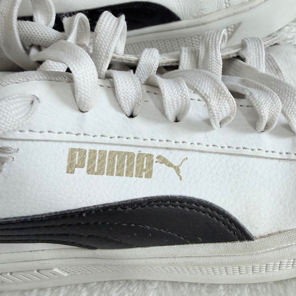 Puma Carina Platform Sneakers White Black Leather Womens Size 9 Lace Up - Picture 5 of 9